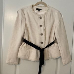 Cream Belted Blazer